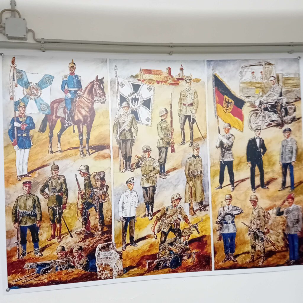 Tafel mit der Entwicklung der Uniform vom Königreich Bayern bis zur Bundeswehr